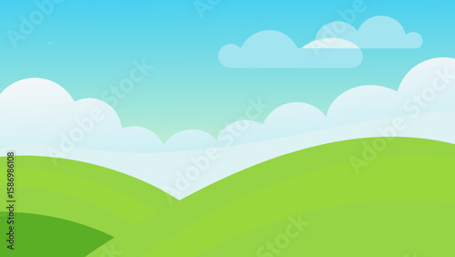Background Art Gentle Green Slopes Extending to the Horizon Line