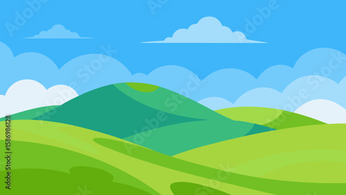 Peaceful Background Image Featuring a Panorama of Green Hills