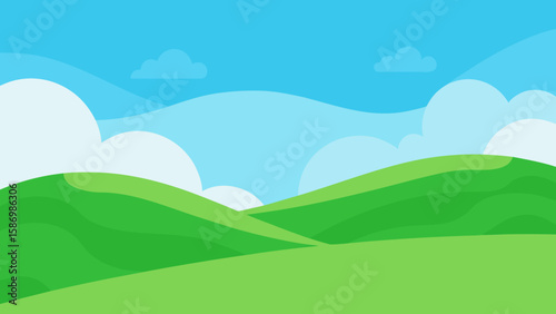 Tranquil Vista of Gently Curved Emerald Hills a Serene Nature View