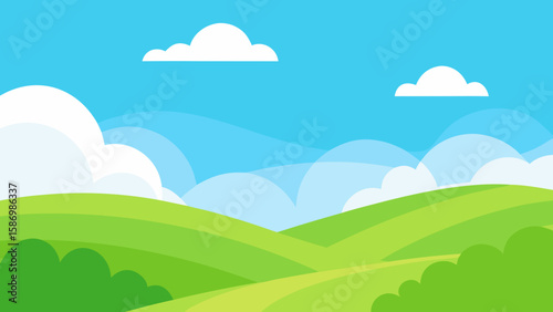 Expansive Landscape of Gentle Lime Green Undulations a Serene View