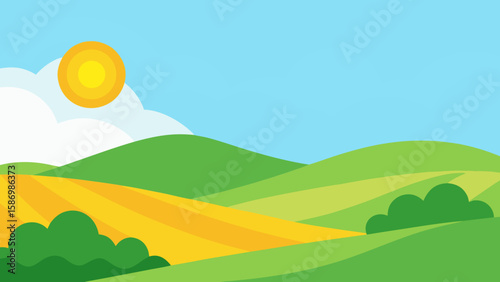 Crisp Clean Background Illustration of Rolling Green Hills