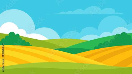Simple Cartoon Background of a Vast Countryside for Animated Scenes