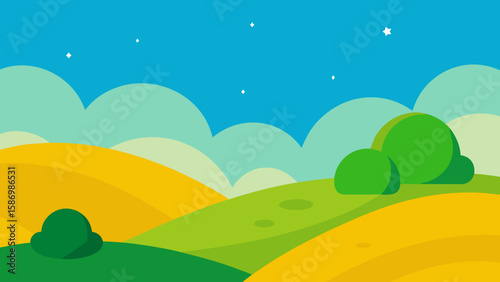 Serene Landscape Illustration for Children a Friendly Nature Background
