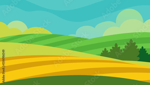 Clean Graphic Background of a Pastoral Setting for a Natural Scenery