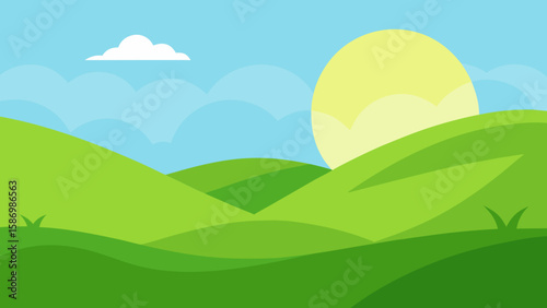 Serene Composition of Sun Drenched Green Grass a Beautiful Natural Vista