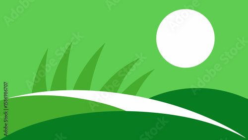 High Key Image of a Green Field Sun Illuminated for a Bright Natural Scene