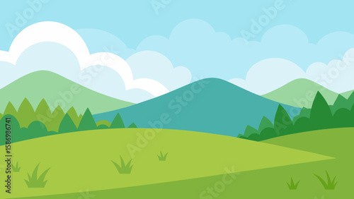 Fresh and Airy Outdoor Scene with a Foreground of Green Grass and Horizon