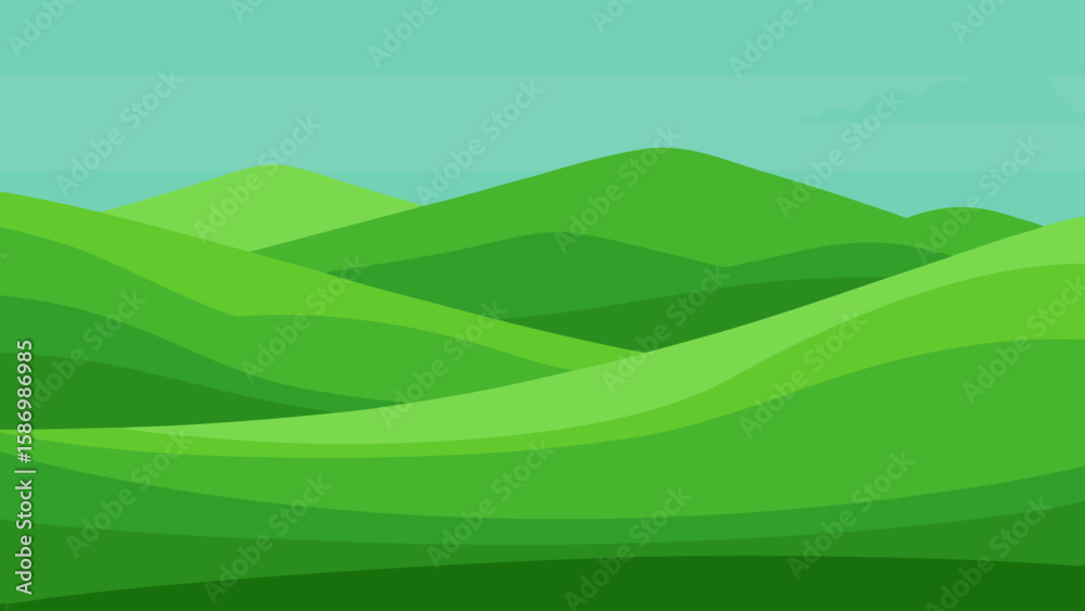 Obraz premium Expansive Green Land with a Clear Division Between Sky