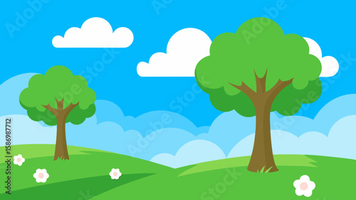 Background Scene of an Idyllic Spring Day Over Green Hills Alt