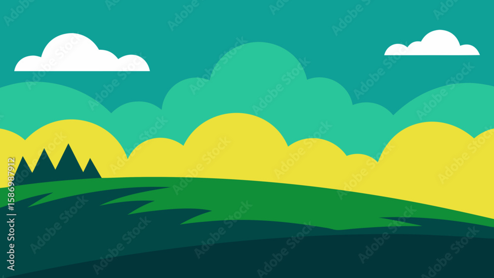 Fototapeta premium Background Scene with Emphasis on Depth Dark Green Foreground