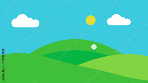 Background Scene Minimalist Design of Green Landscape