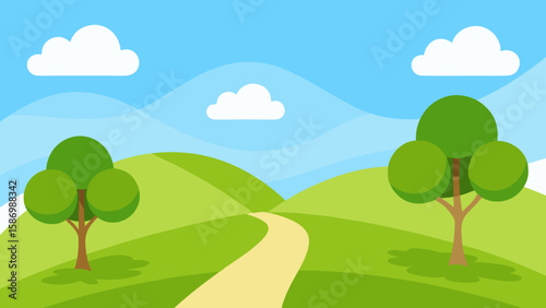 Background Scene with a Gentle Inviting Path and Greenery