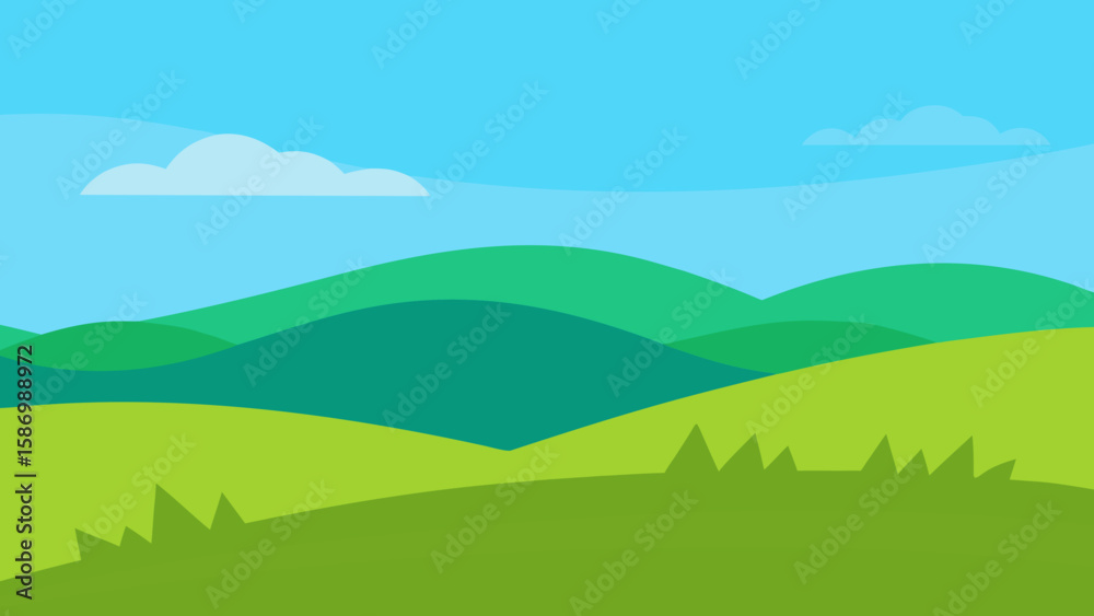 Fototapeta premium Background with Depth Foreground Grass Midground Green Hills