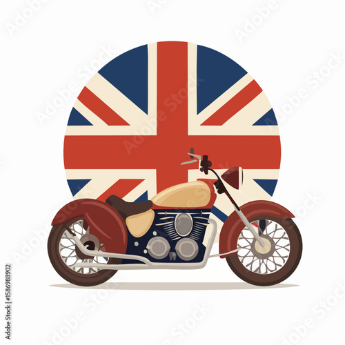 Vintage style vector illustration of a retro motorcycle on the road