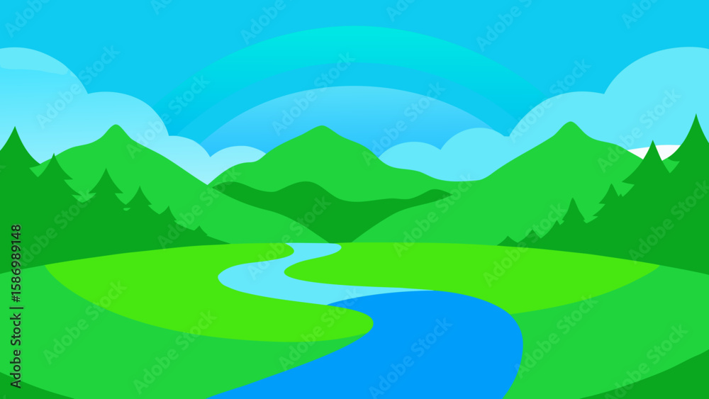 Fototapeta premium Natural Amphitheater Background Scene with Curved Green Slopes