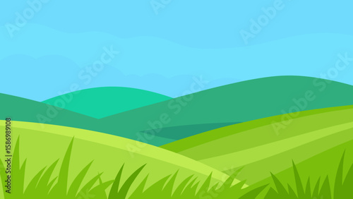Serene Background Scene of Rolling Verdant Hills