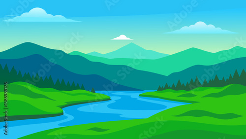 Expansive Natural Green Vista Background Scene