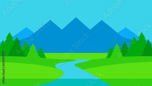 Clean Simple Background Scene Expansive Green Field Vista