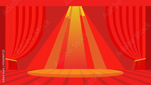 A Bright and Inviting Stage Backdrop with Lively Red