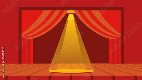 A Minimalist Stage Background a Deep Red Wall