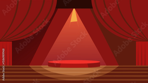 An Atmospheric Stage Background Featuring Dark Red Drapes