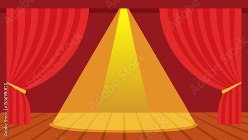 Background Scene of a Vibrant Ruby Red Stage with Lighting