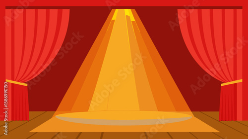 A Theatrical Stage Background with Heavy Red Velvet Curtains