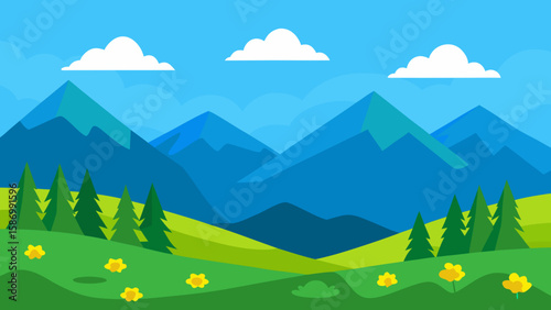 A Captivating Background Landscape Illustration of Mountains