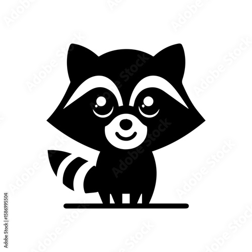 A curious little raccoon with wide eyes and a mischievous grin