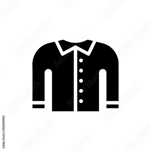 Black shirt icon Long sleeve collared shirt with buttons down center