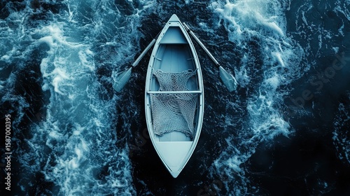 A small boat navigates choppy water.