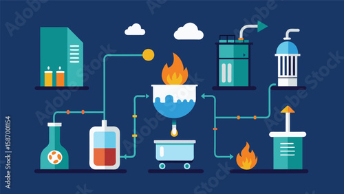Purifying Certain materials like glass are purified through a process of melting and refining to create a pure and highquality product for reuse.. Vector illustration