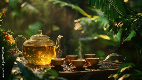 Tranquil Tea Ceremony in Lush Garden