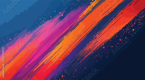 Abstract colorful brushstrokes across a dark blue background artistic creative design.