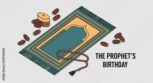 Prophet's Birthday Illustration with Prayer Rug