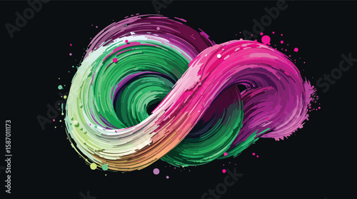 Abstract swirl artwork with brush strokes and vibrant colors on a dark background.
