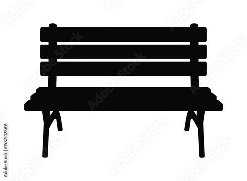 Park Bench Silhouette: Simple Black Icon for Outdoor Seating and Relaxation

