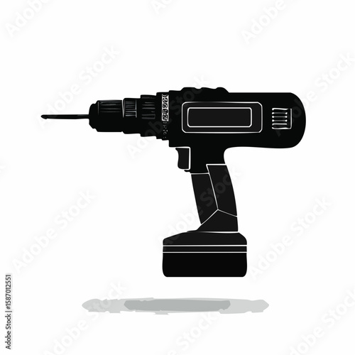 Drill icon, drill silhouette, Electric drill machine silhouette vector
