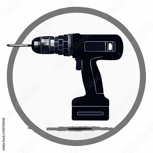 Drill icon, drill silhouette, Electric drill machine silhouette vector