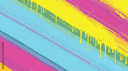 Colorful abstract background illustration featuring painted diagonal brushstrokes and dripping effects.