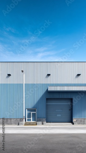 Wallpaper Mural Exterior of Modern Industrial Building with Roll-Up Door and Pedestrian Entrance Torontodigital.ca