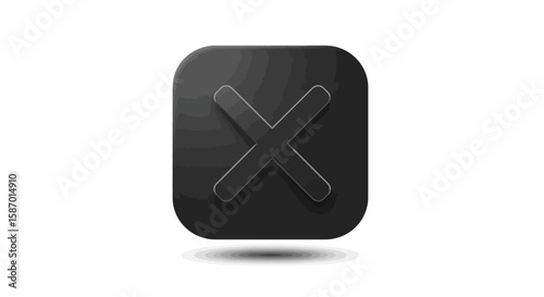 Dark Gray Rectangular Reject Symbol with 3D Effect