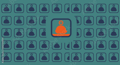 Distinct Orange User Icon Amidst a Sea of Blue Icons