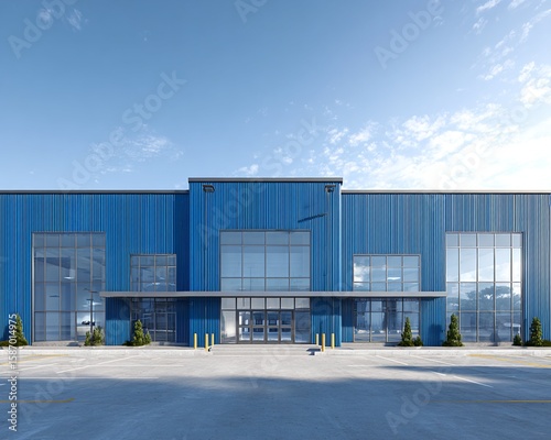 Wallpaper Mural Exterior View of a Blue Metal-Clad Commercial Building Torontodigital.ca