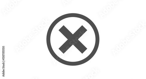 Gray Circle with X Mark: Simple Rejection Symbol Design Element