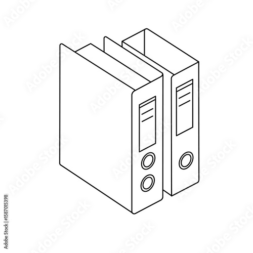 Isometric Line Drawing of Two Office Lever Arch Files