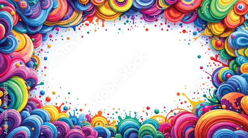 Colorful artistic frame border featuring swirling abstract shapes and vibrant colors for design.