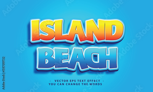 island beach with design text effect illustration