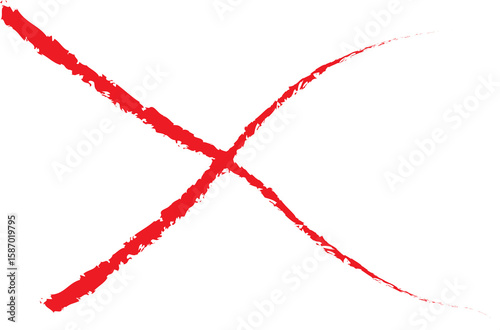 Red brush strokes forming an x shape