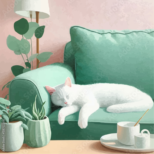 cat on sofa